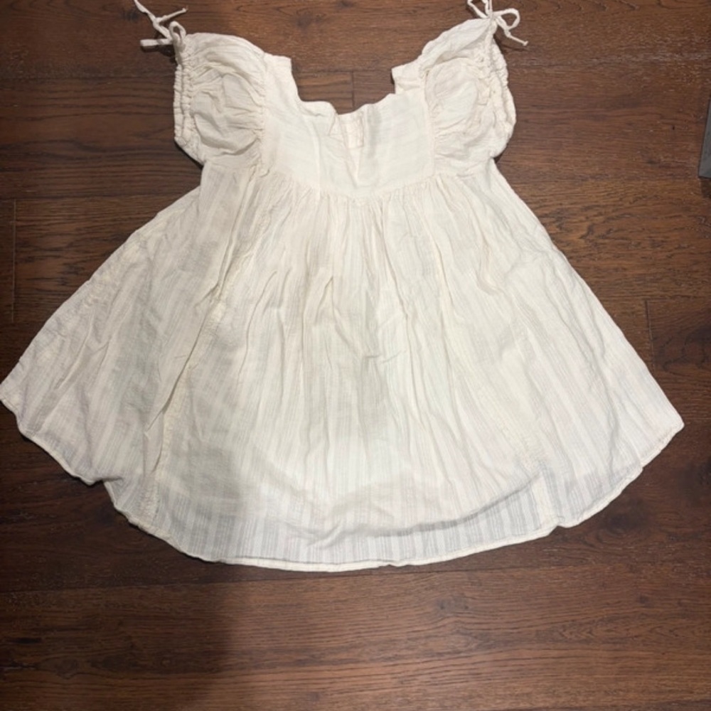 Free people White Cotton Tie-Shoulder Babydoll Top